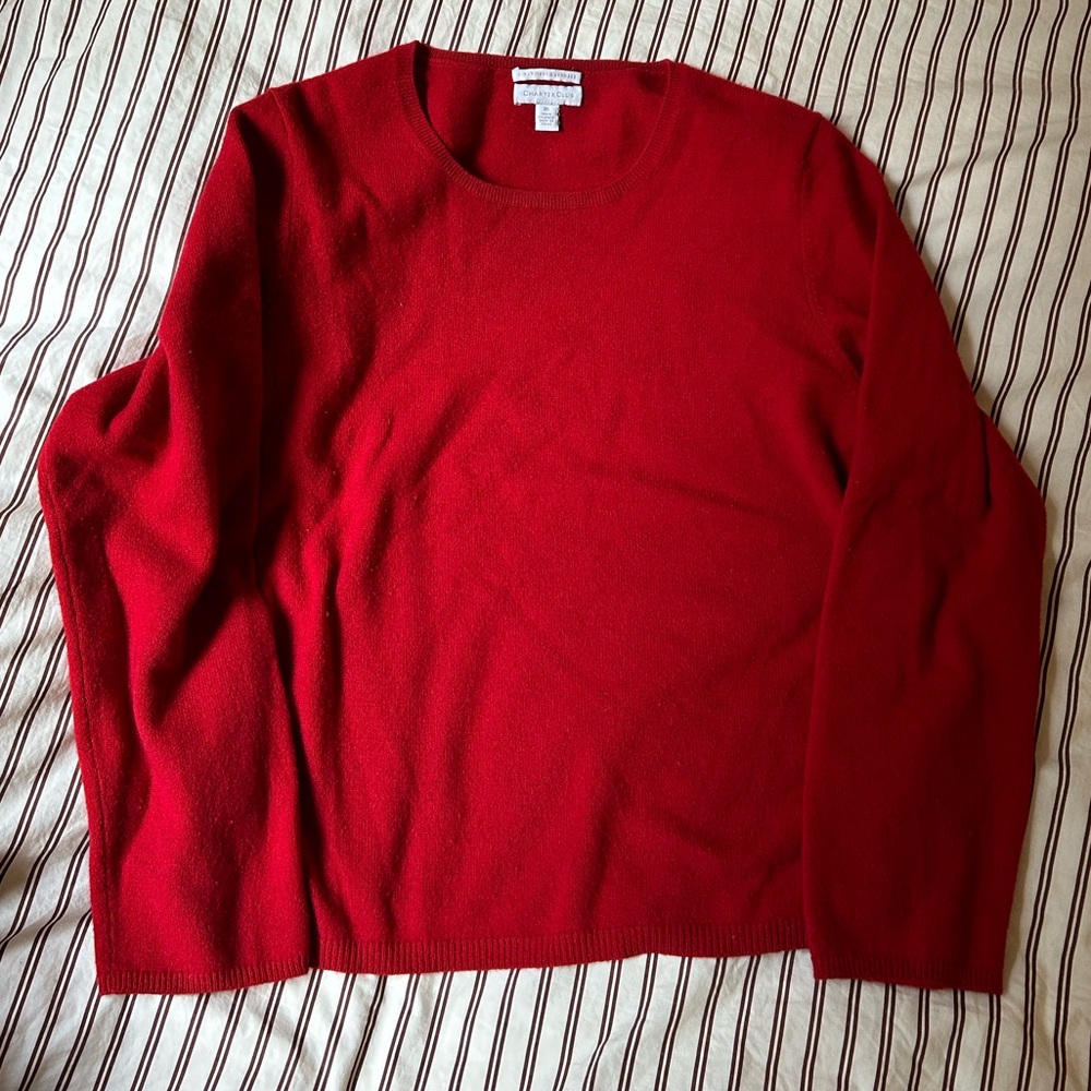 Red Cashmere Crew Neck Sweater